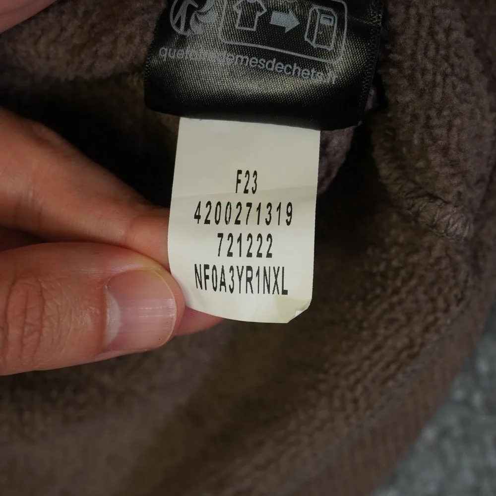 The North Face Quarter Zip Pullover Mens XL Brown Grid Fleece Hiking Sweater